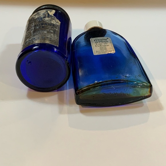 Evening In Paris Cobalt Blue Glass Bottle Container Lot Vintage 40's - Picture 4 of 4